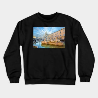 Piazza Navona and Fontana del Nettuno in Rome, Italy Crewneck Sweatshirt